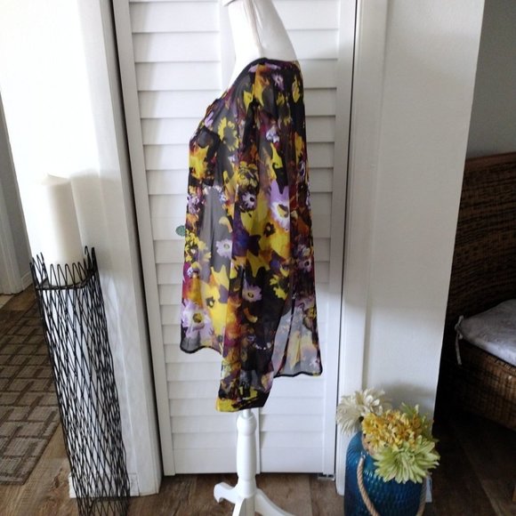 Nwt Newport News semi sheer floral button-down womens long sleeve blouse XXL - Picture 5 of 10